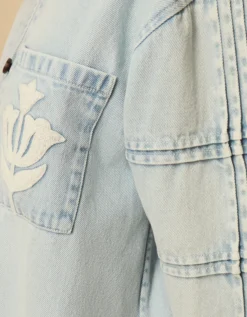 East Selma Embroidered Denim Jacket Blue