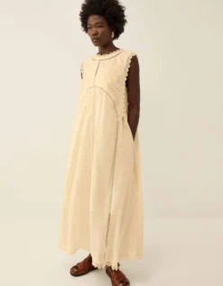 East Winnie Broderie Cotton Dress White