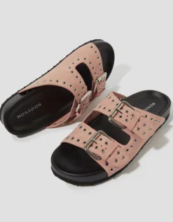 Elena Stud Buckle Sandals Pink