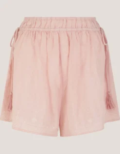 Eliza Embroidered Cotton Shorts Pink