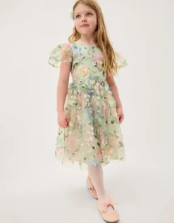 Eliza Floral Appliqué Party Dress Multi
