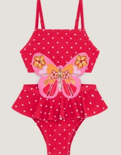 Embellished Butterfly Cut Out Swimsuit Pink