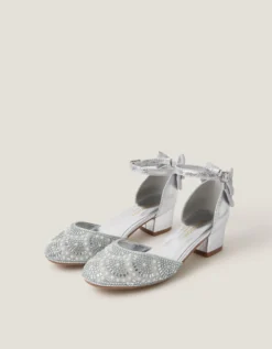 Embellished Metallic Two Part Heels Silver