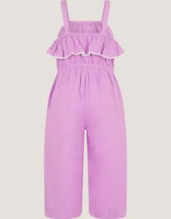 Embroidered Ruffle Tassel Jumpsuit Purple