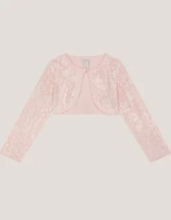 Emilia Lace Scallop Cardigan Pink