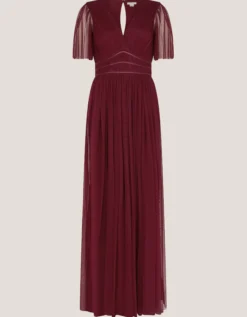 Emily Short Sleeve Tulle Bridesmaid Dress Red
