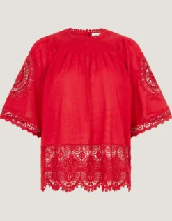 Emory Floral Lace Top Red
