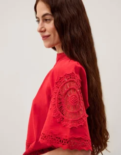 Emory Floral Lace Top Red