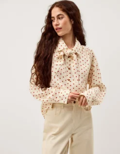 Esme Polka Dot Shirt & Scarf Ivory