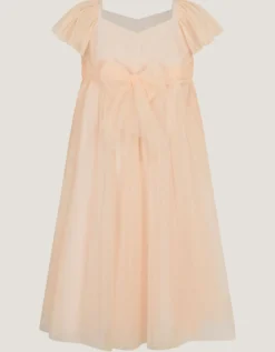 Estella Floral Embroidered Party Dress Orange