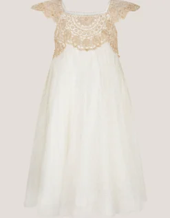 Estella Lace Bodice Dress Gold