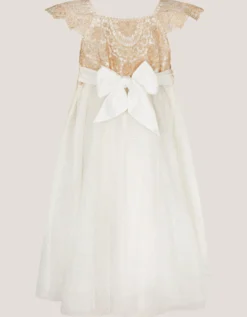 Estella Lace Bodice Dress Gold