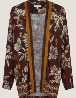 Esther Floral Linen Blend Jacket Brown