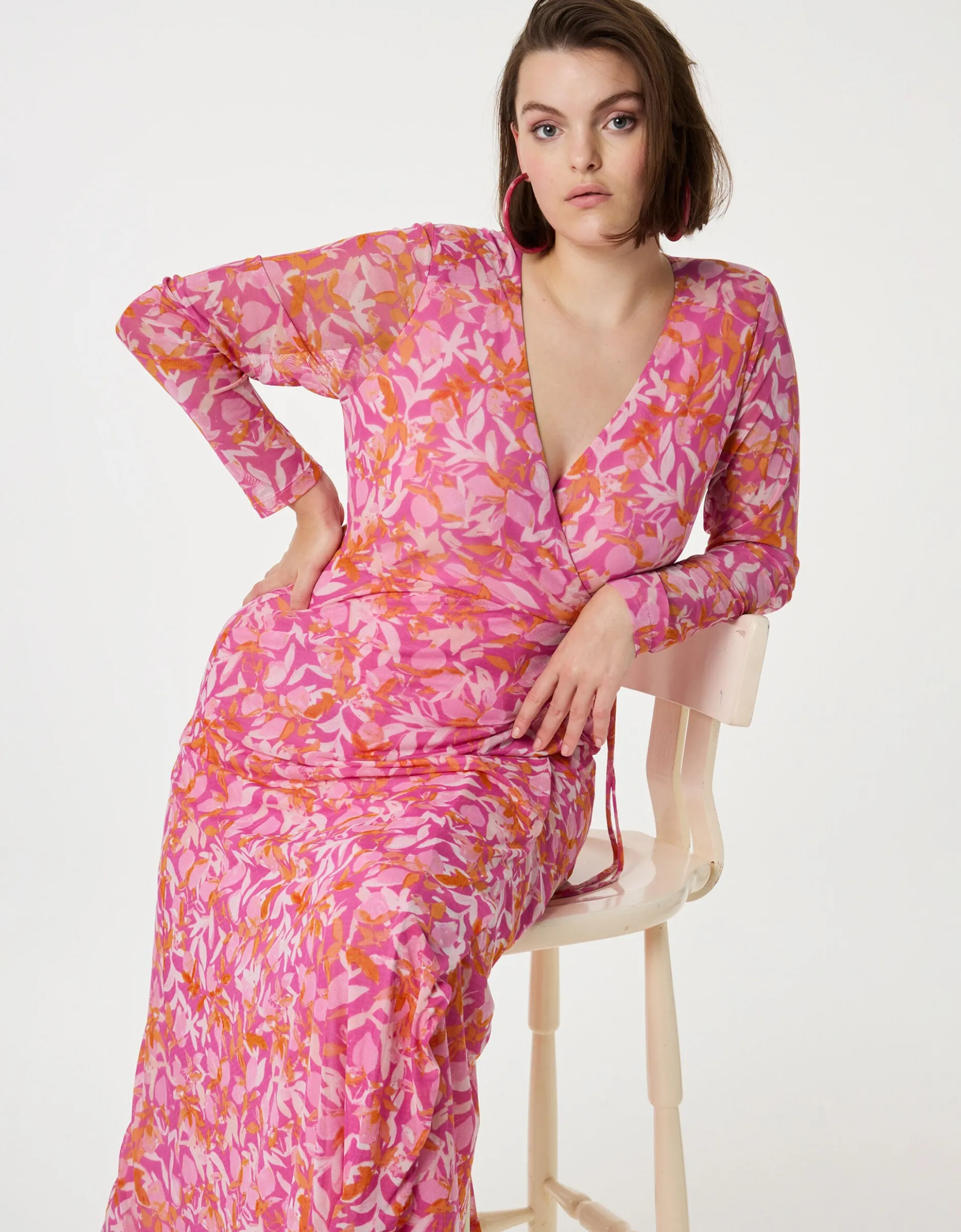 Fabienne Chapot Natty Wrap Midi Dress Pink