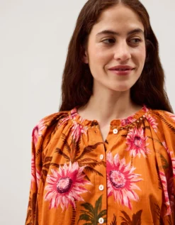 Fallon Floral Print Blouse Orange