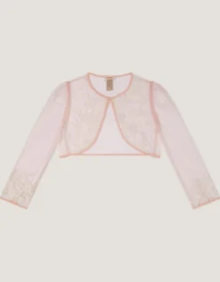 Felicity Embroidered Mesh Cardigan Pink
