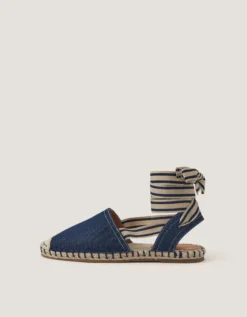 Fliss Stripe Chambray Espadrille Flats Blue