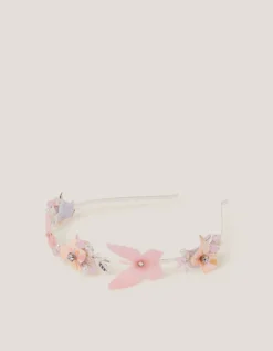 Floral Butterfly Embellished Metal Headband