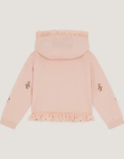 Floral Embroidered Broderie Hoodie Pink
