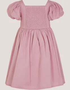 Floral Embroidered Puff Sleeve Dress Purple