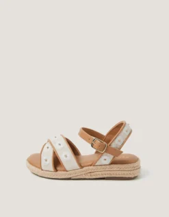 Floral Espadrille Wedge Sandals Natural