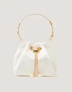 Floral Metal Handle Bag Ivory