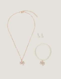 Floral Pearl Bow Jewellery Set