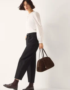 Flossy Embroidered Sleeve Top Ivory