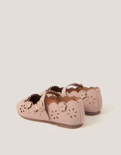 Flower Cutwork Ballet Flats Pink