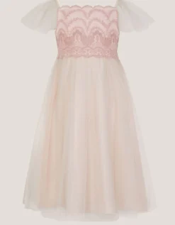Francesca Lace Tulle Party Dress Pink