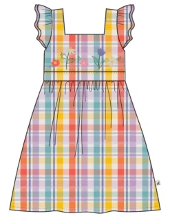 Frugi Hyacinth Check Print Dress Multi