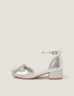 Gemstone Bow Two Part Heels Silver