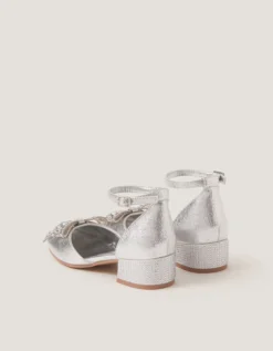 Gemstone Bow Two Part Heels Silver