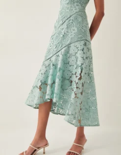 Gianna Sleeveless Lace Midi Dress Green