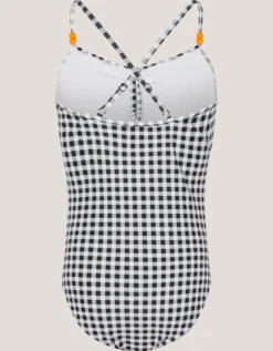 Gingham Cut Out Swimsuit Black