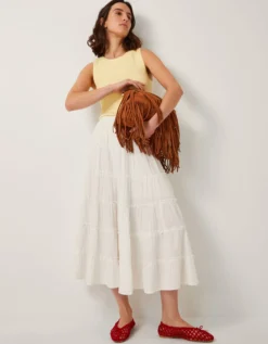 Ginny Tiered Maxi Skirt Ivory