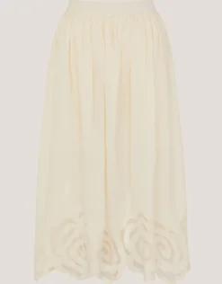 Grace Cutwork Midi Skirt White