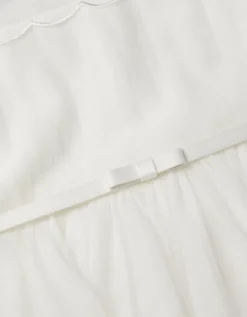 Gracia Embroidered Yoke Tulle Dress Ivory
