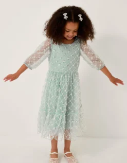 Gracie Embellished Long Sleeve Dress Green