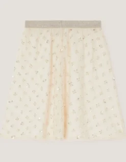 Gracie Pearl Embellished Skirt White