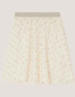 Gracie Pearl Embellished Skirt White