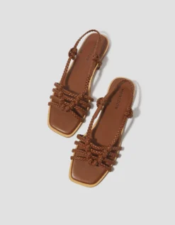 Haf Metallic Braided Sandals Tan