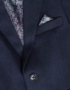 Harry Herringbone Suit Jacket Blue