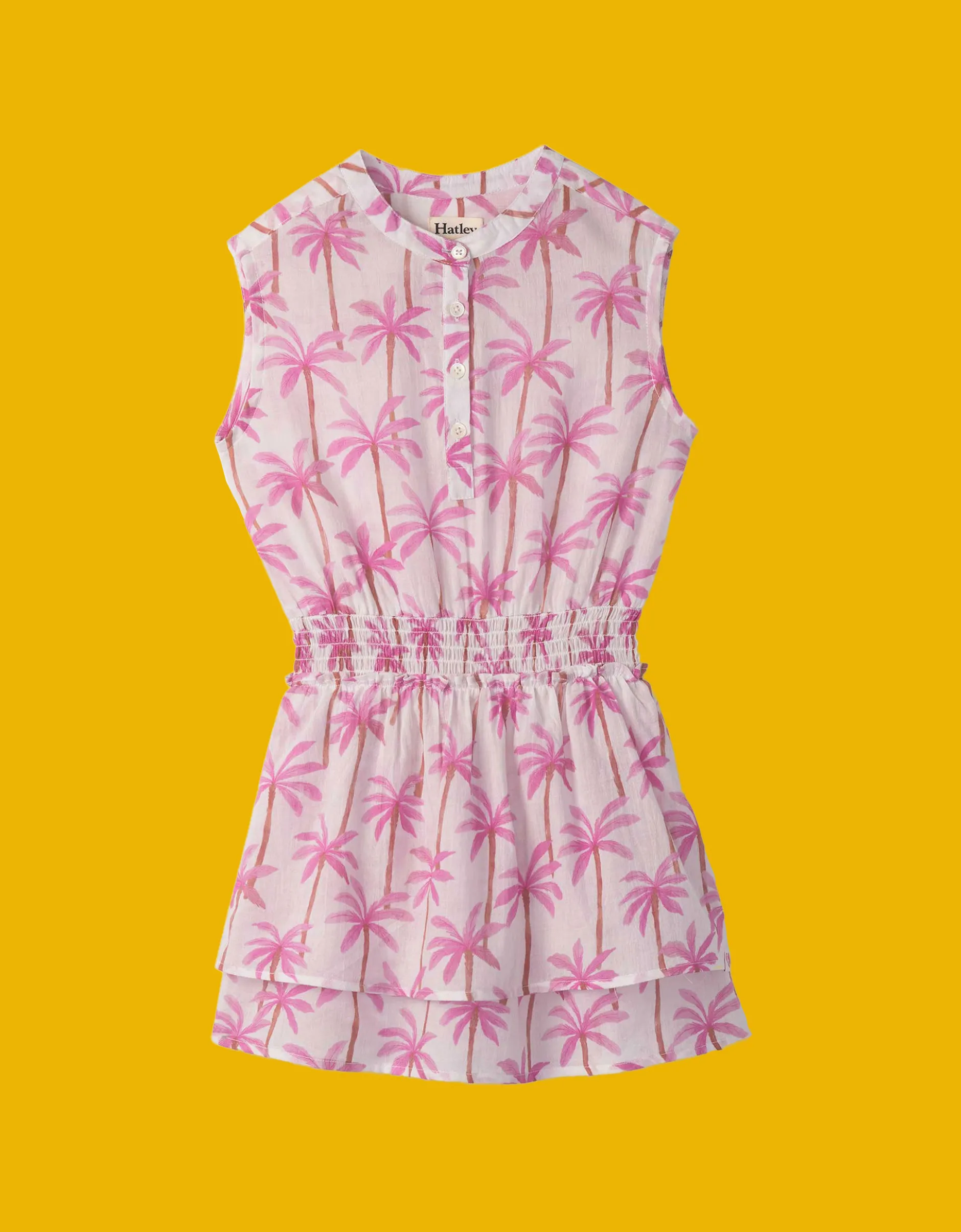 Hatley Palm Print Sleeveless Dress White