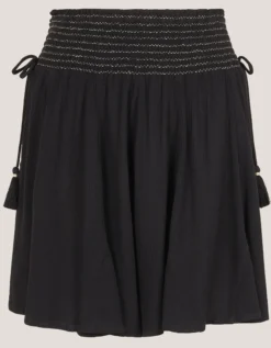 Heidi Metallic Shirred Shorts Black