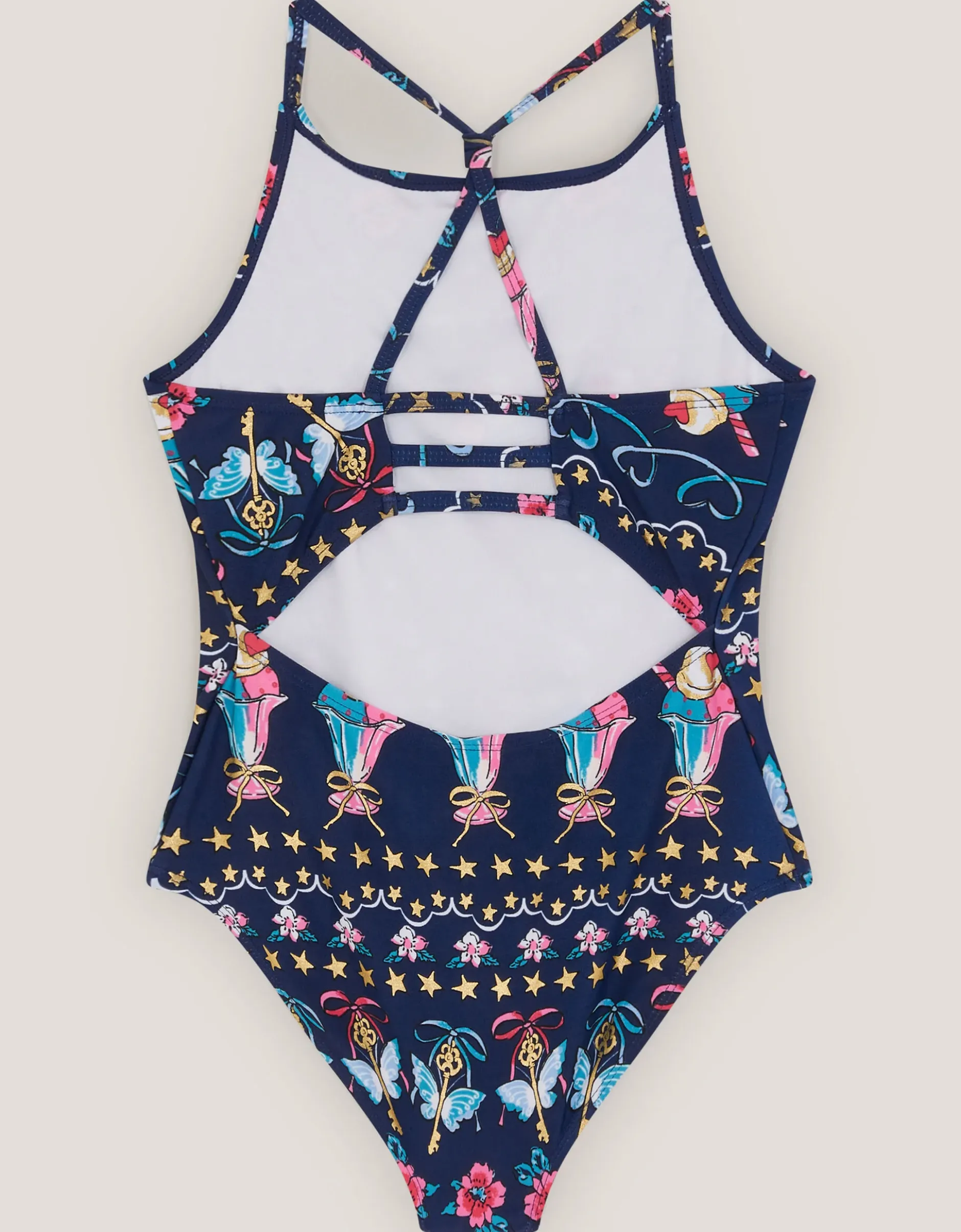 Ice Cream Print Swimsuit Blue