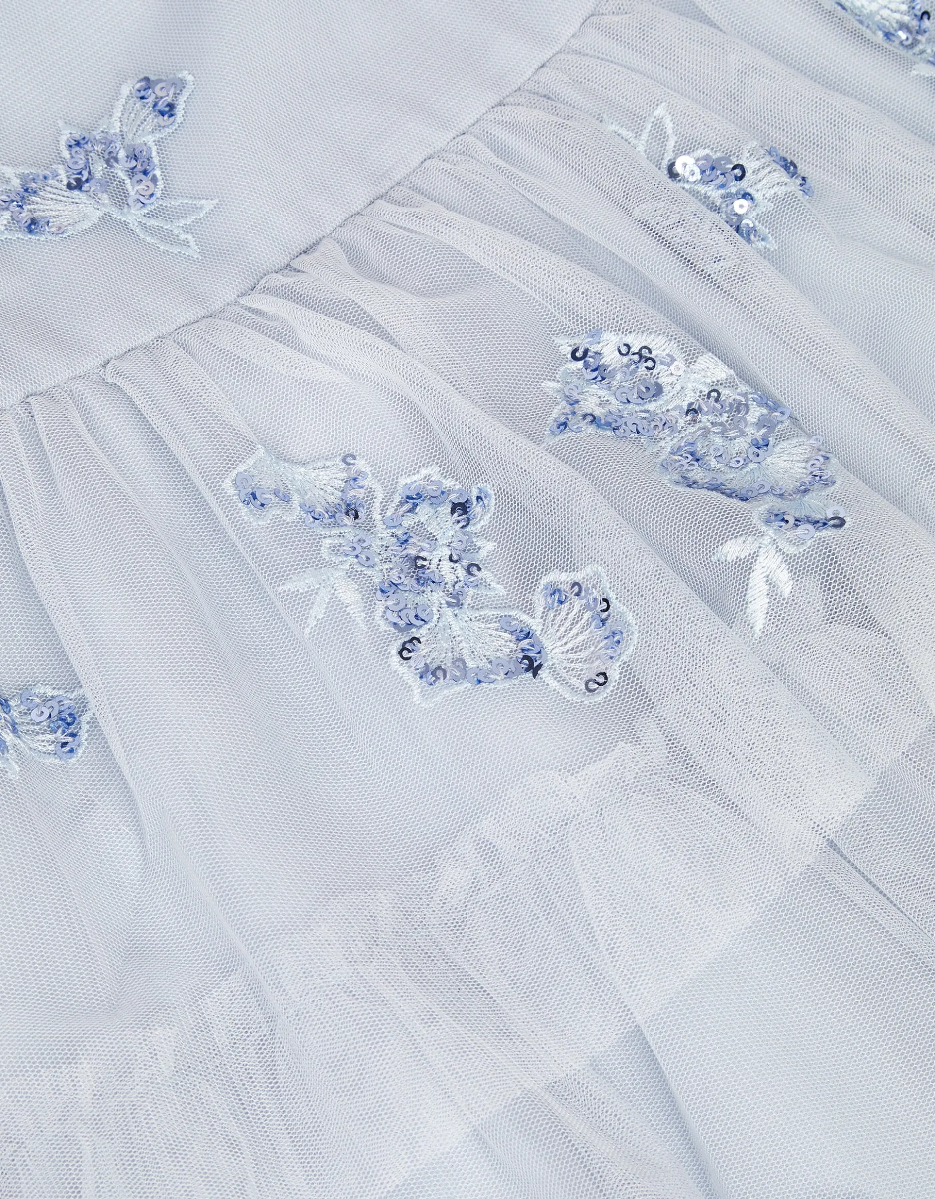 Ingrid Floral Sequin Tiered Party Dress Blue