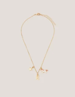 Initial Unicorn Charm Necklace Pink