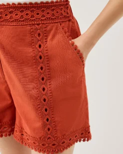 Irina Lace Trim Shorts Orange