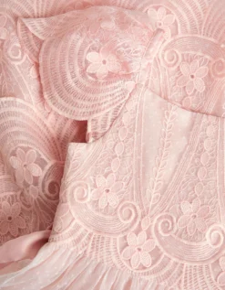 Isabel Lace Scallop Tiered Party Dress Pink